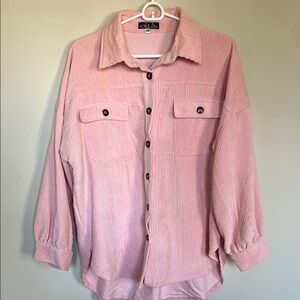 Pink Button-Up Corduroy Shirt